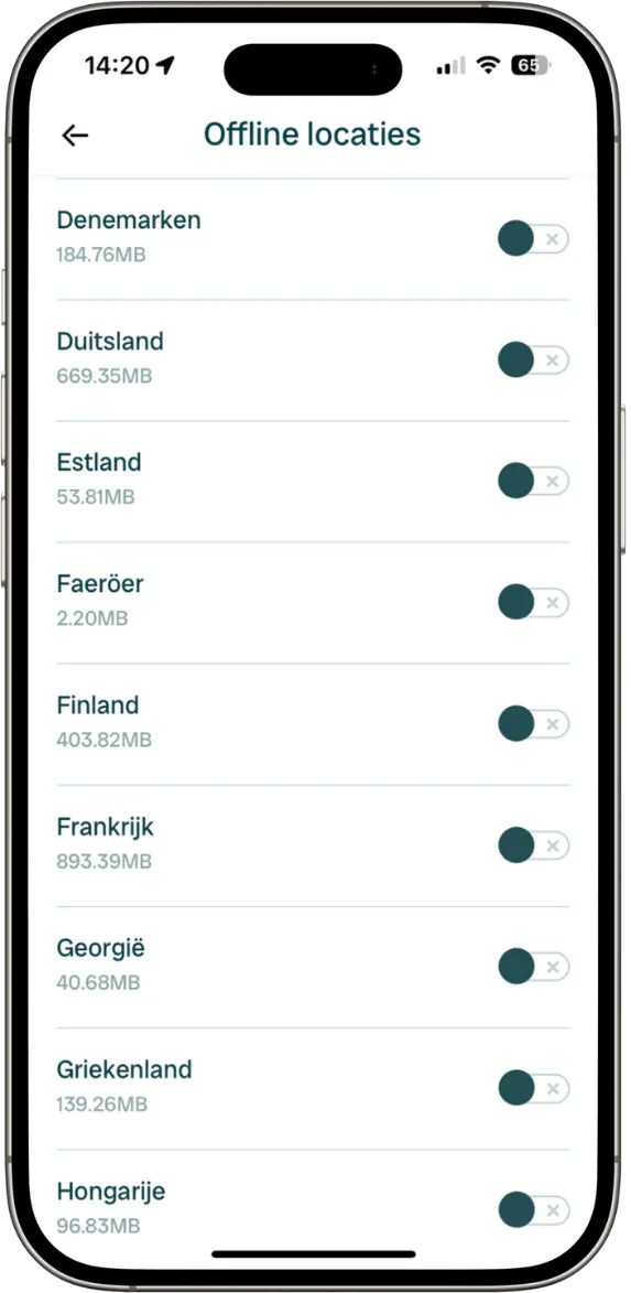 Offline landen downloaden in de Campercontact-app