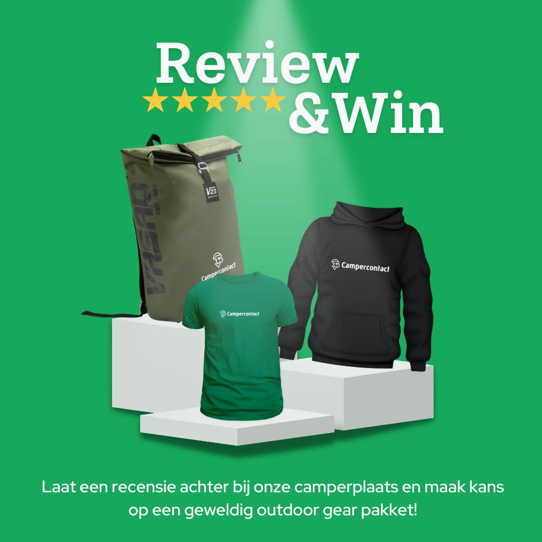 (Social) Banner voor reviews camperplaatsen. Review & win