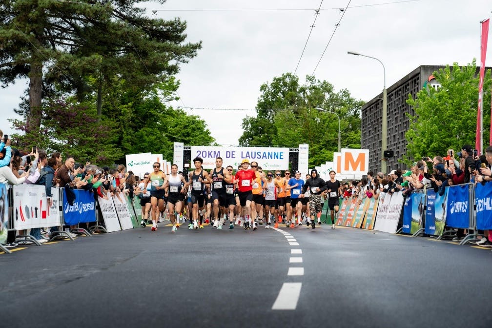 Lilian Menetrier 20km de Lausanne Läufer beim Start