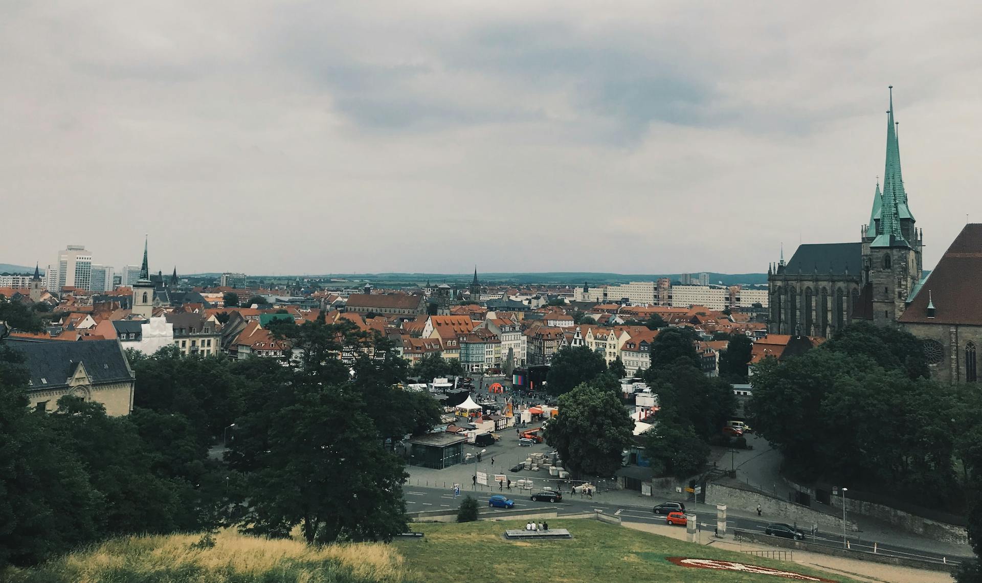 Erfurt cathedral skyline Thuringia Germany