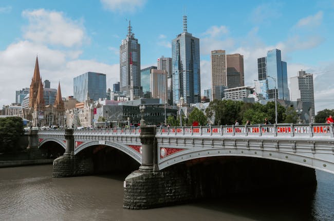 Melbourne skyline Princes Bridge Victoria Australia 