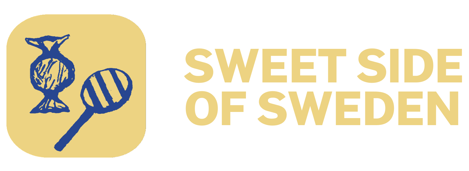 Sweet Side of Sweden's Logo made up of text and iconography picturing classic Swedish candy.