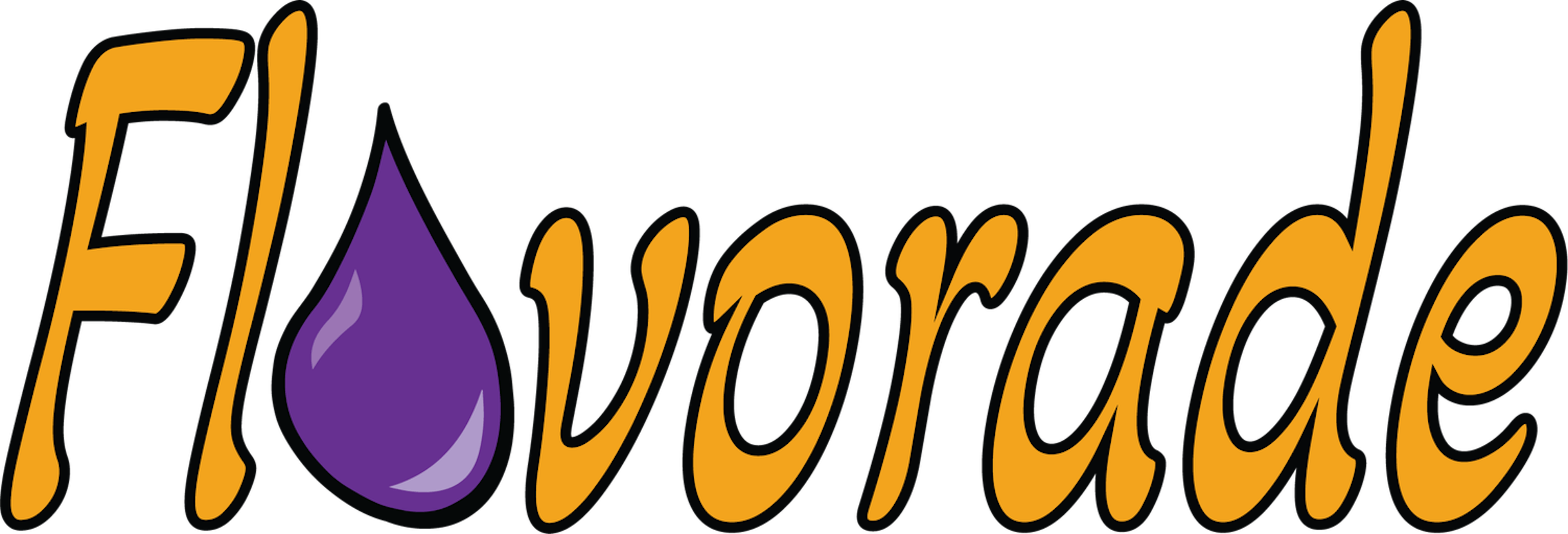Flavorade Logo - Orange text with a purple droplet representing the A