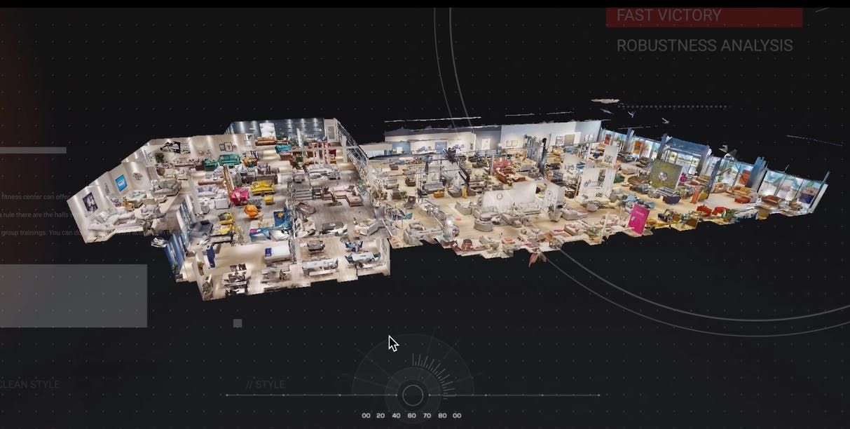 The 3D digital twin of a department store.
