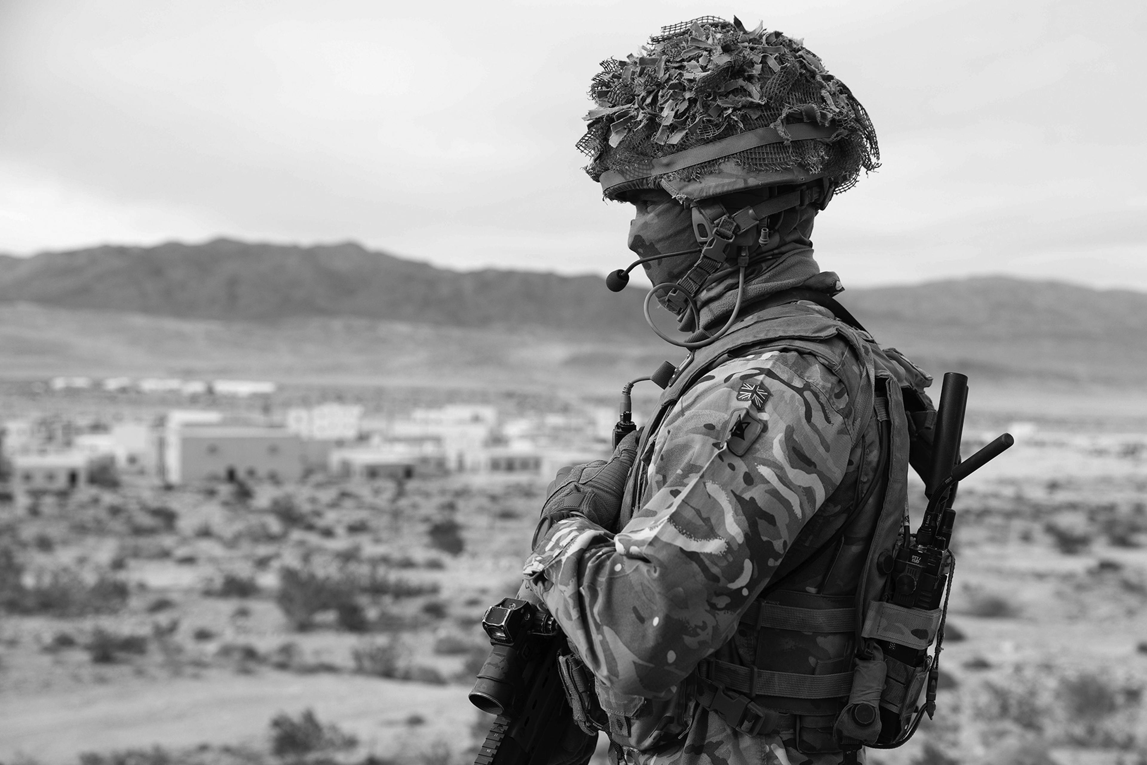 Soldier in a camo gear.