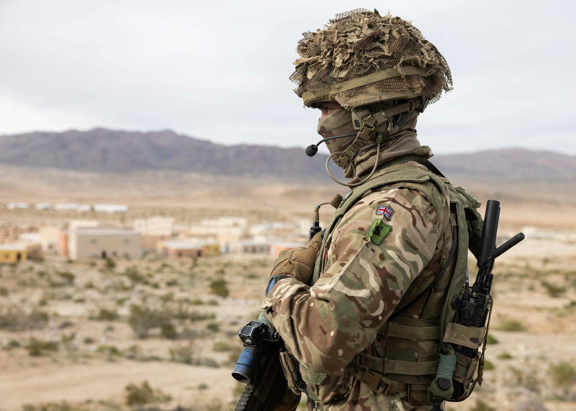 British Army solider looking into the distance