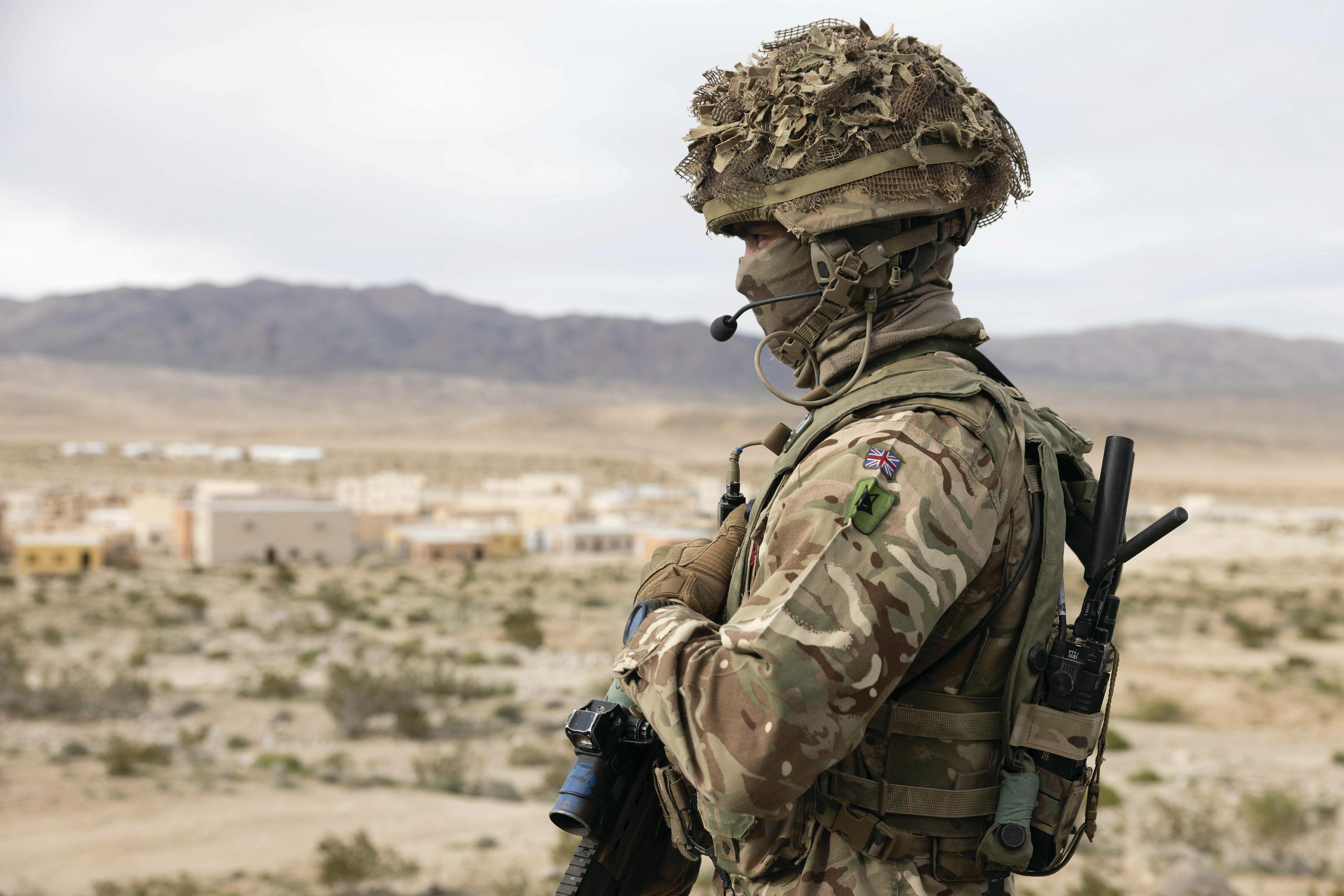 Soldier in a camo gear.