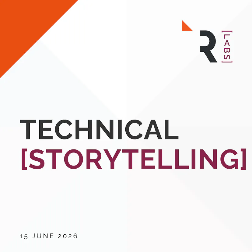 Graphic to show technical storytelling title and date of the workshop -  15 June 2026