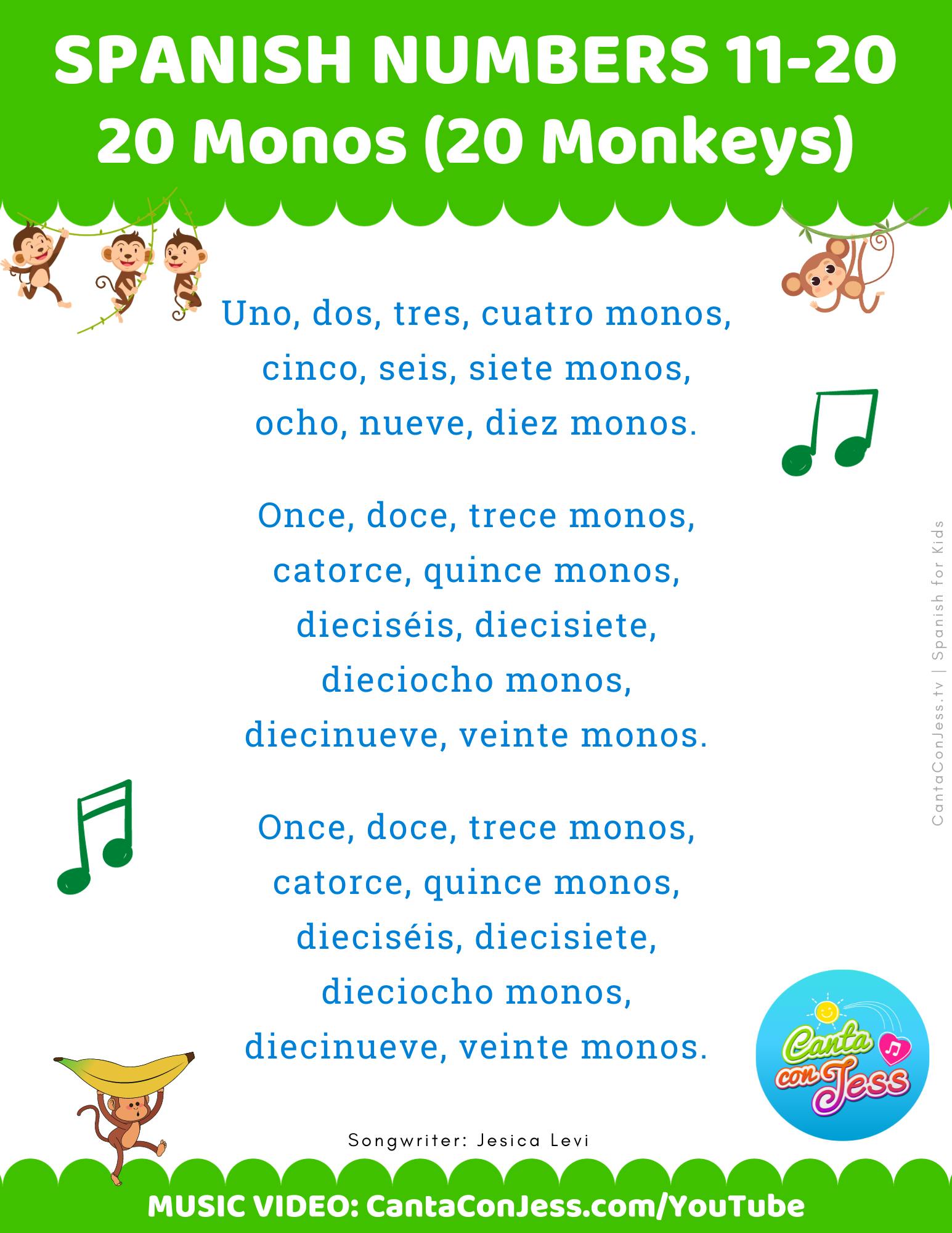 Count Spanish Numbers from 11 to 20 - Spanish for Kids