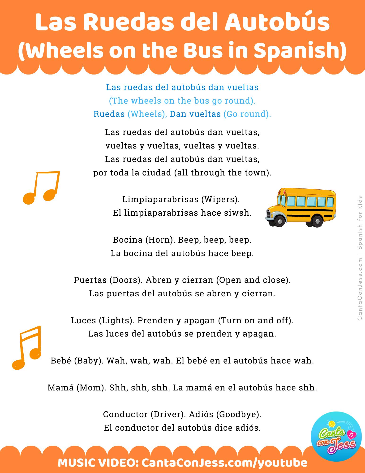 The Wheels on the Bus Song in Spanish - Las Ruedas del Autobús Bilingual