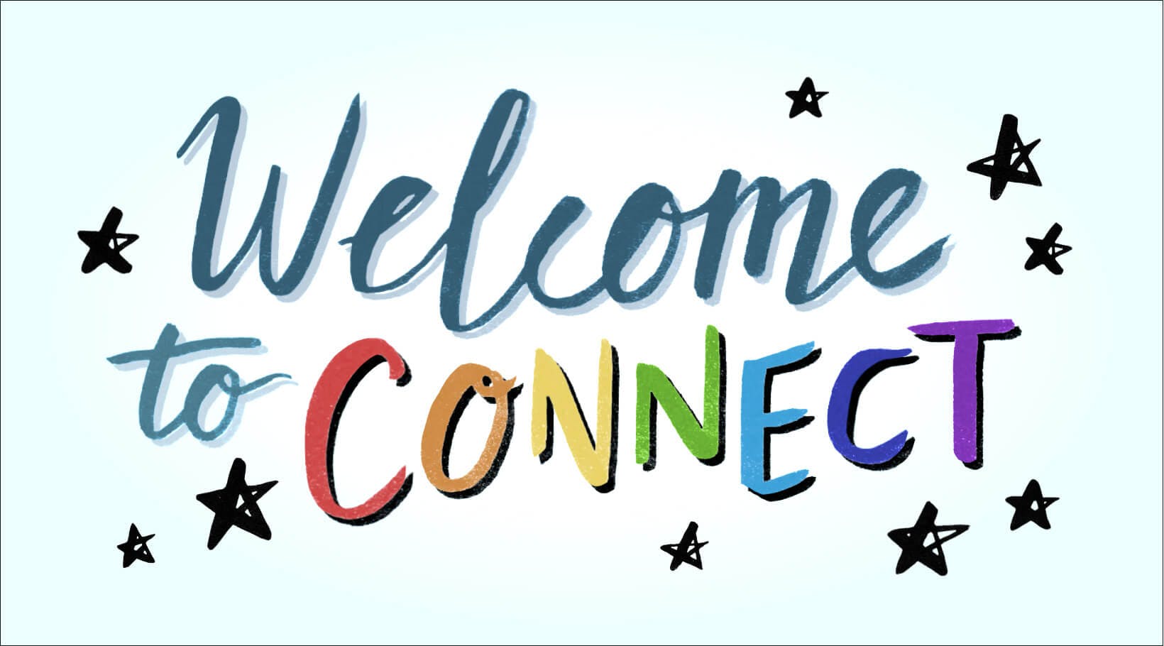 a banner saying welcome to connect created by a canteen young person
