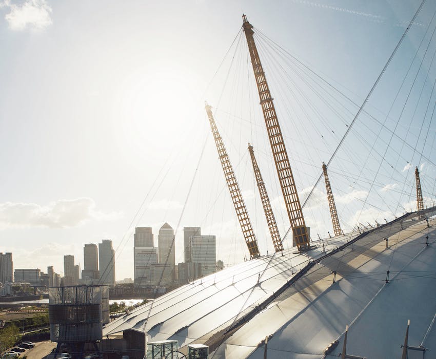 an aerial photo of the 02 stadium