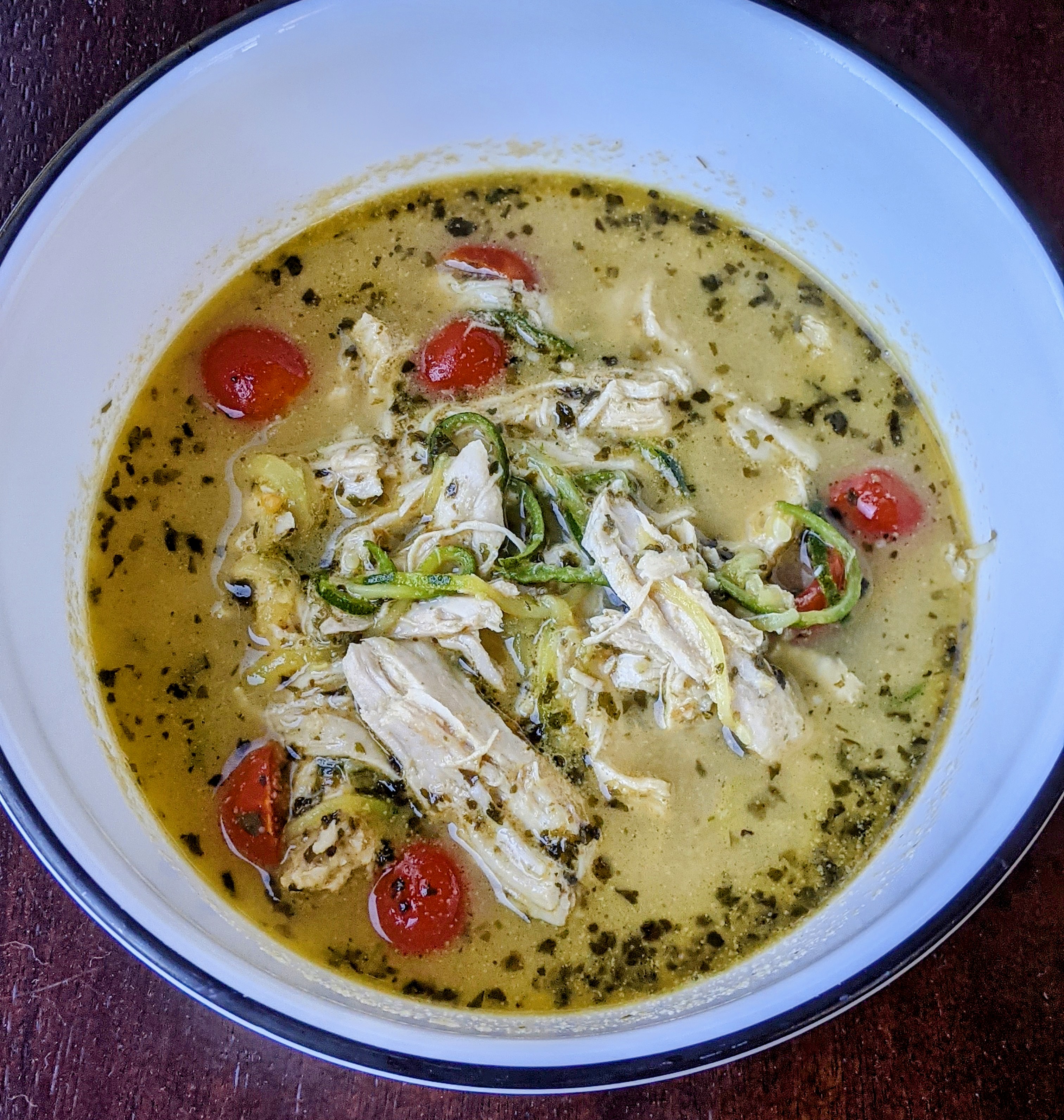 Pesto Chicken Zoodle Soup