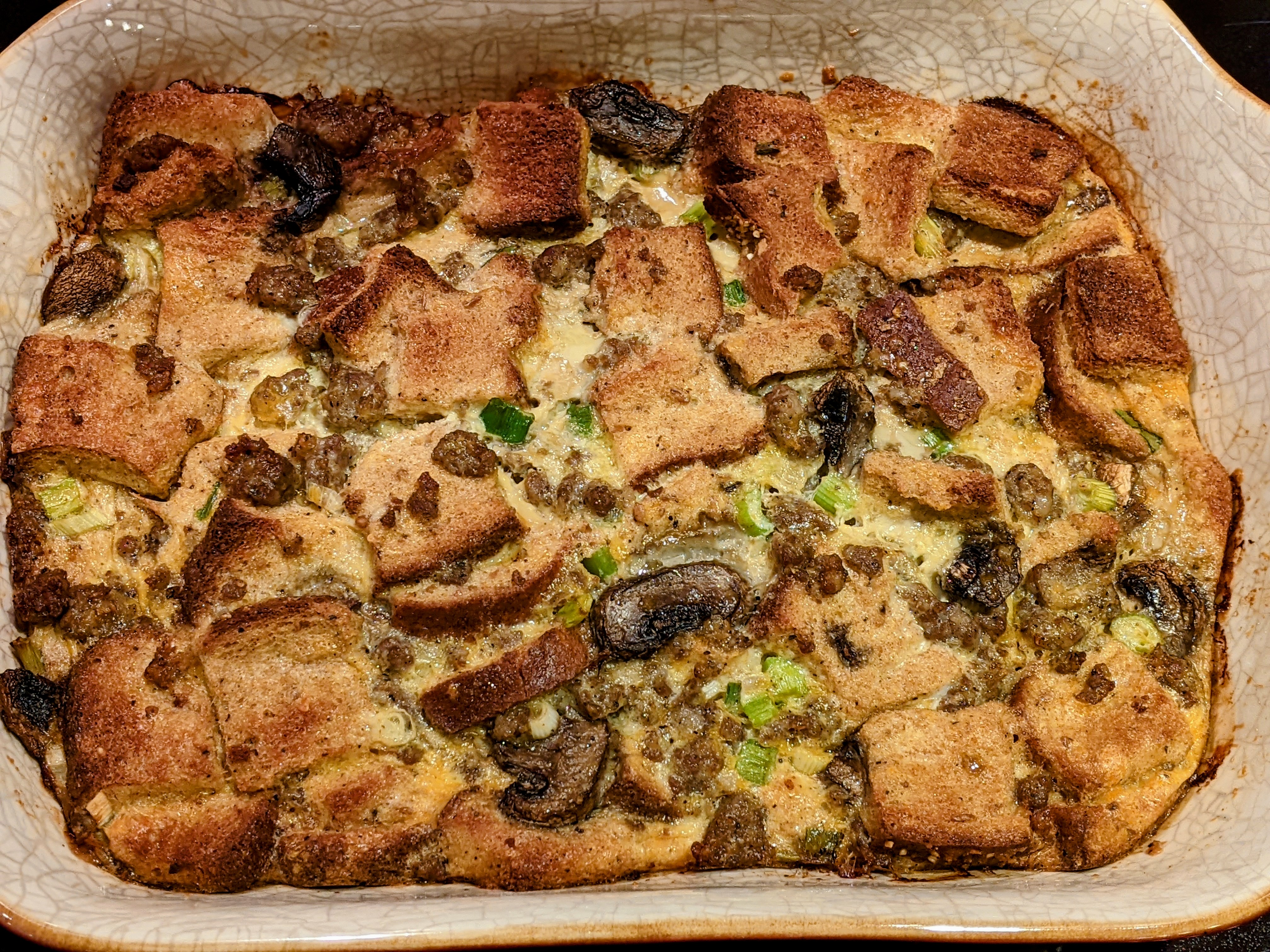 Sausage & Mushroom Strata