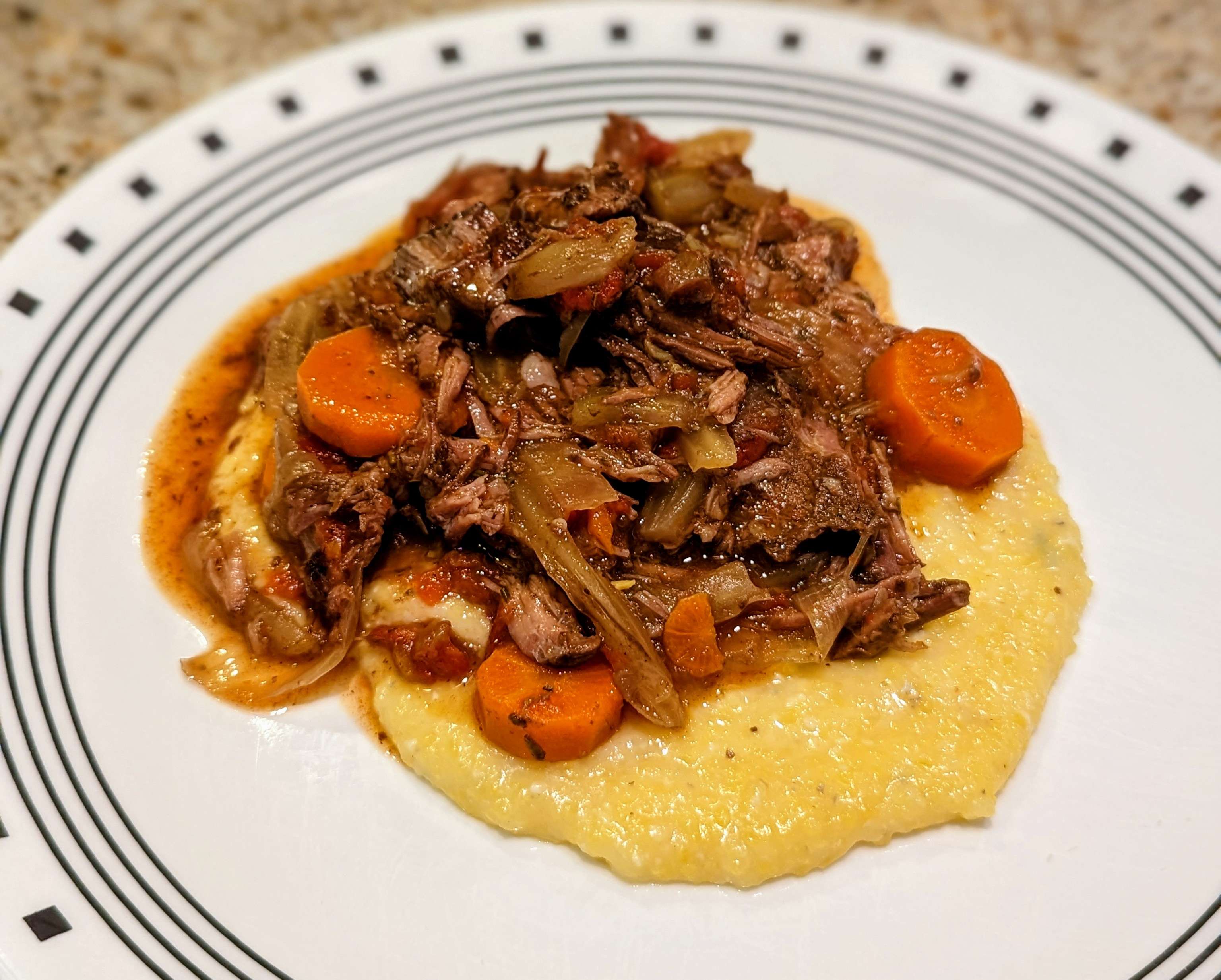Beef Short Ribs over Gorgonzola Polenta