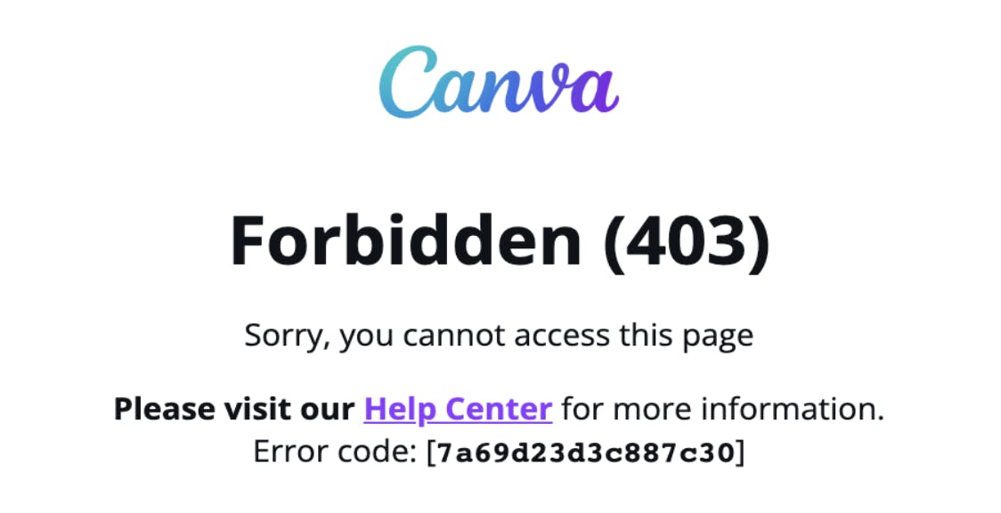 Forbidden (403) error when opening Canva links and managing your