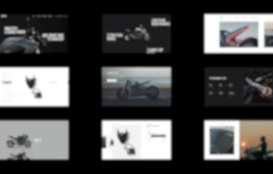  A variety of web page layouts showcasing different Zero motorcycles and accessories. 