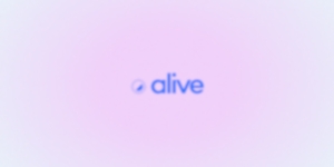 The Alive logo with pink background. 