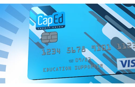 Sample of what a 2021 CapEd Visa credit card looks like.