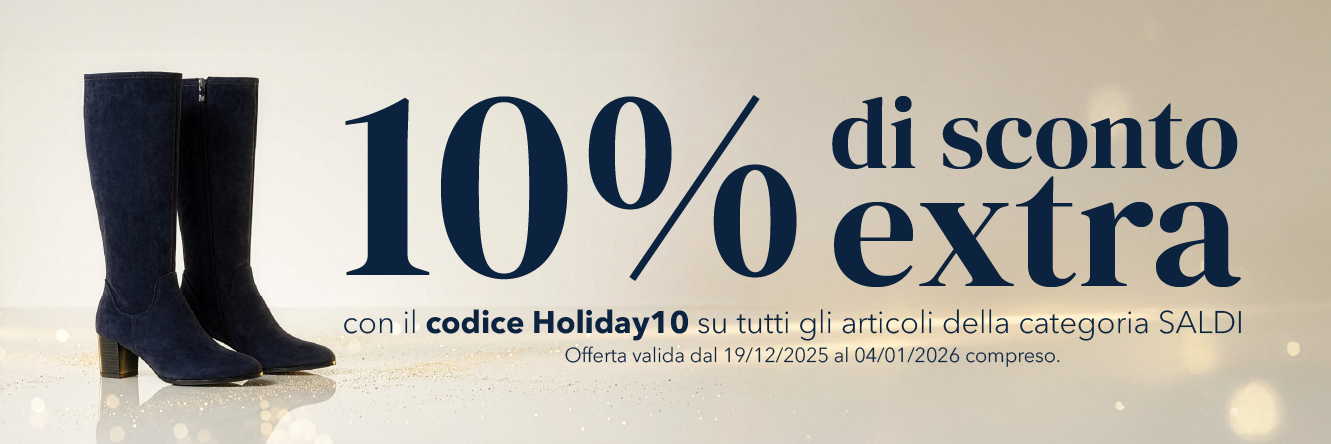 Risparmia il 10% extra sulla categoria SALDI con il codice HOLIDAY10
