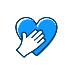 hand on heart flat vector icon