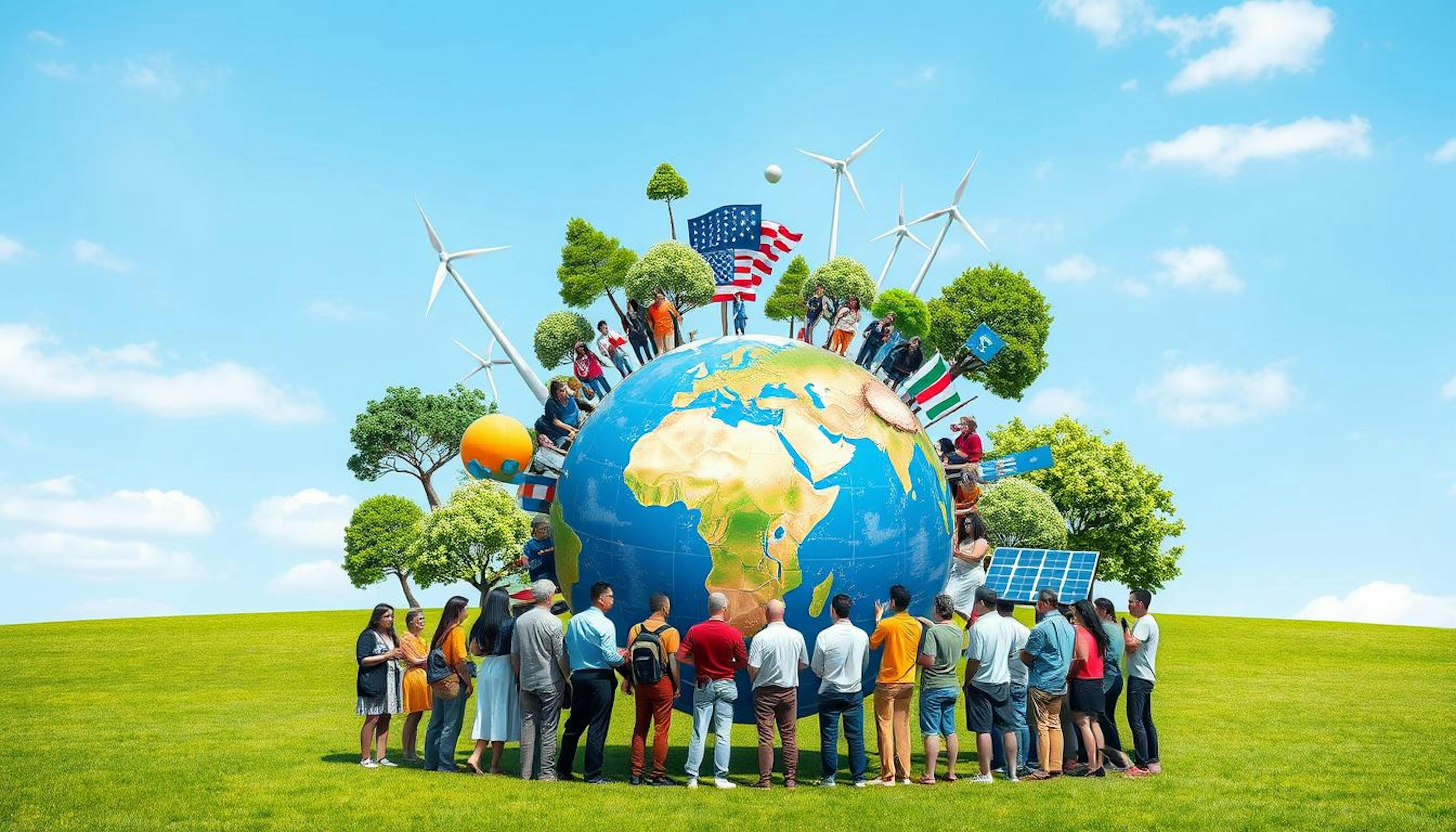 The USA collaborates with international partners, including the UNFCCC, IEA, and NGOs, to advance global climate action and promote sustainable development.