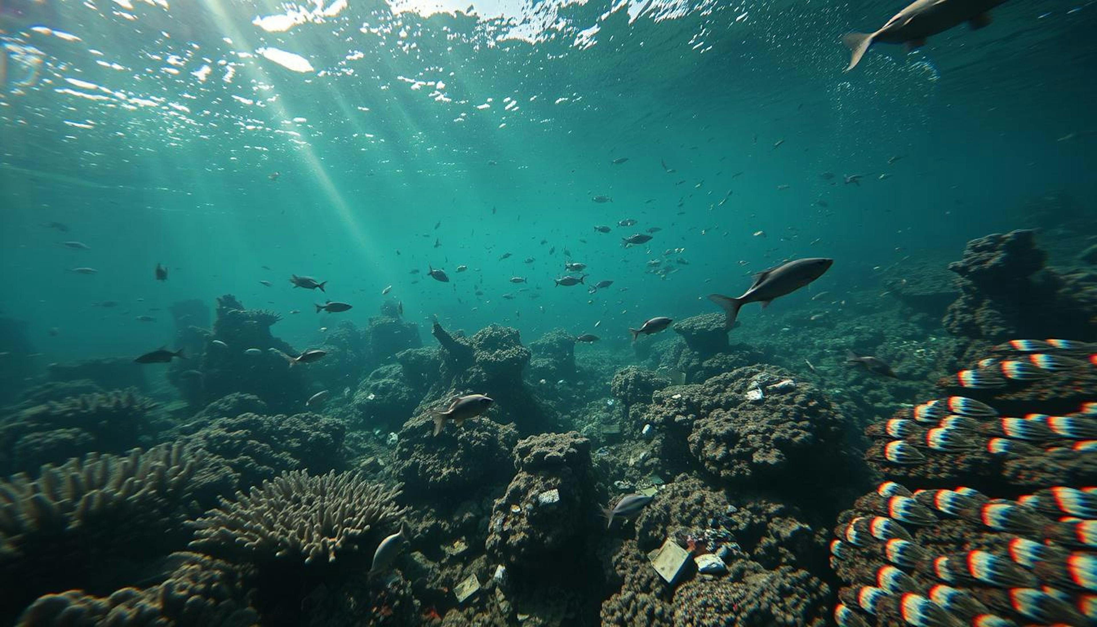 Climate change disrupts marine habitats, causing coral bleaching, habitat loss, and threats to polar and ocean species.