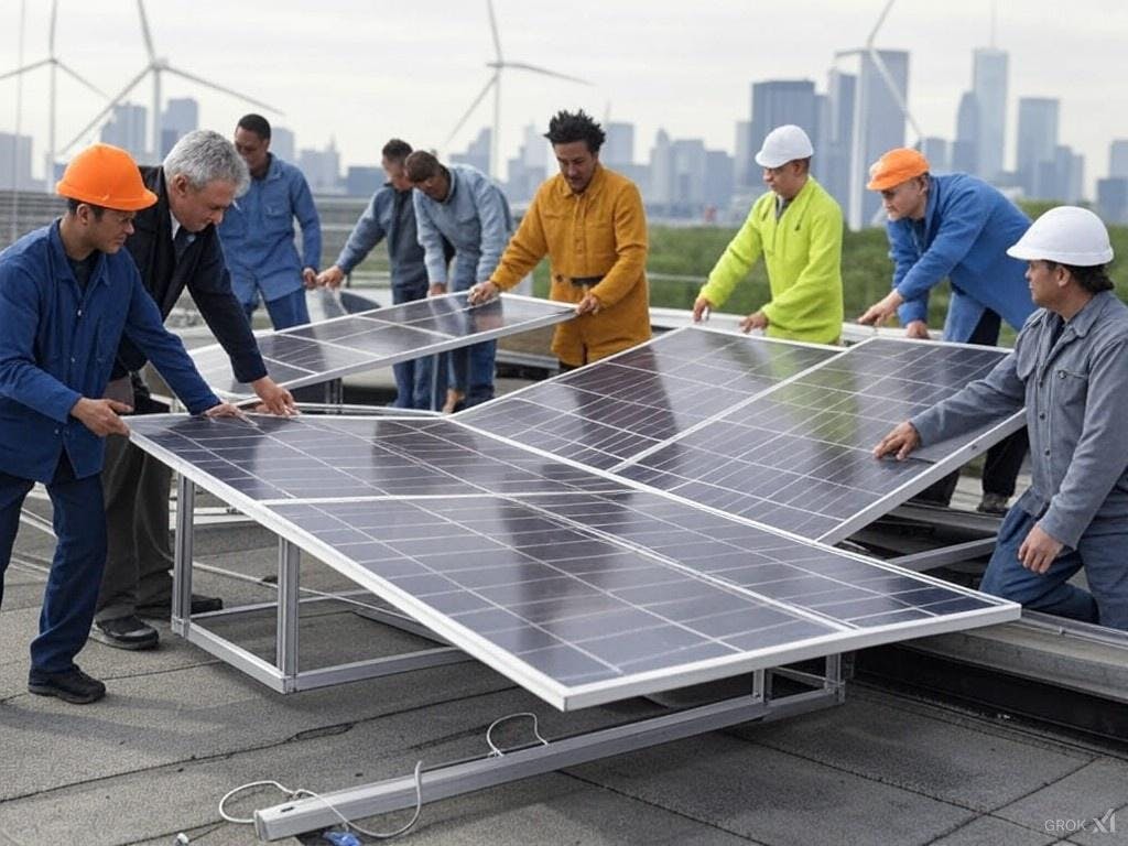 state-level environmental initiatives supported by the Biden administration, featuring young Americans working in clean energy, conservation, and climate resilience projects.