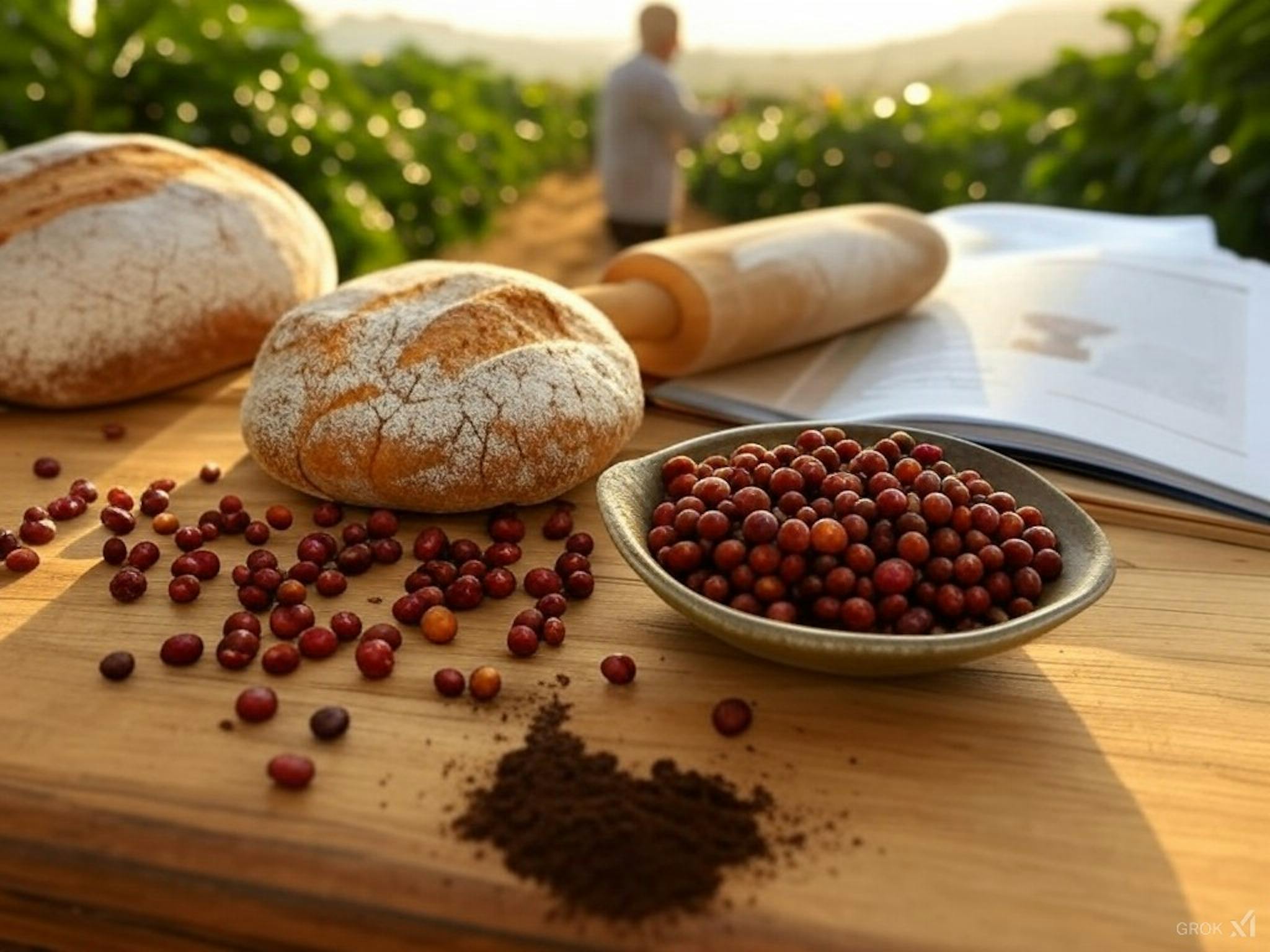 Coffee cherry flour made from dried coffee cherry skins, rich in antioxidants and fibre, used in baking and smoothies. The flour enhances nutrition and flavour in recipes.