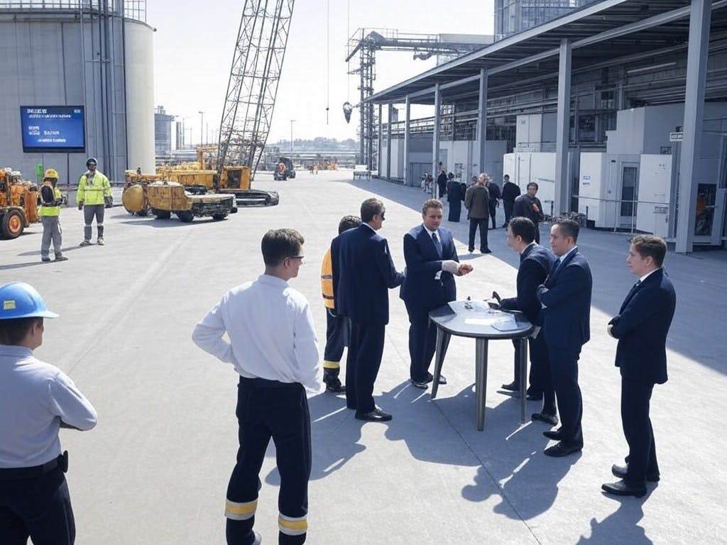 A depiction of Neste’s Rotterdam facility expansion, showcasing construction efforts and technological advancements in SAF production.