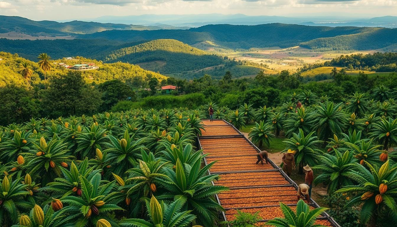 Cocoa farming expansion threatens forests and biodiversity in West Africa.