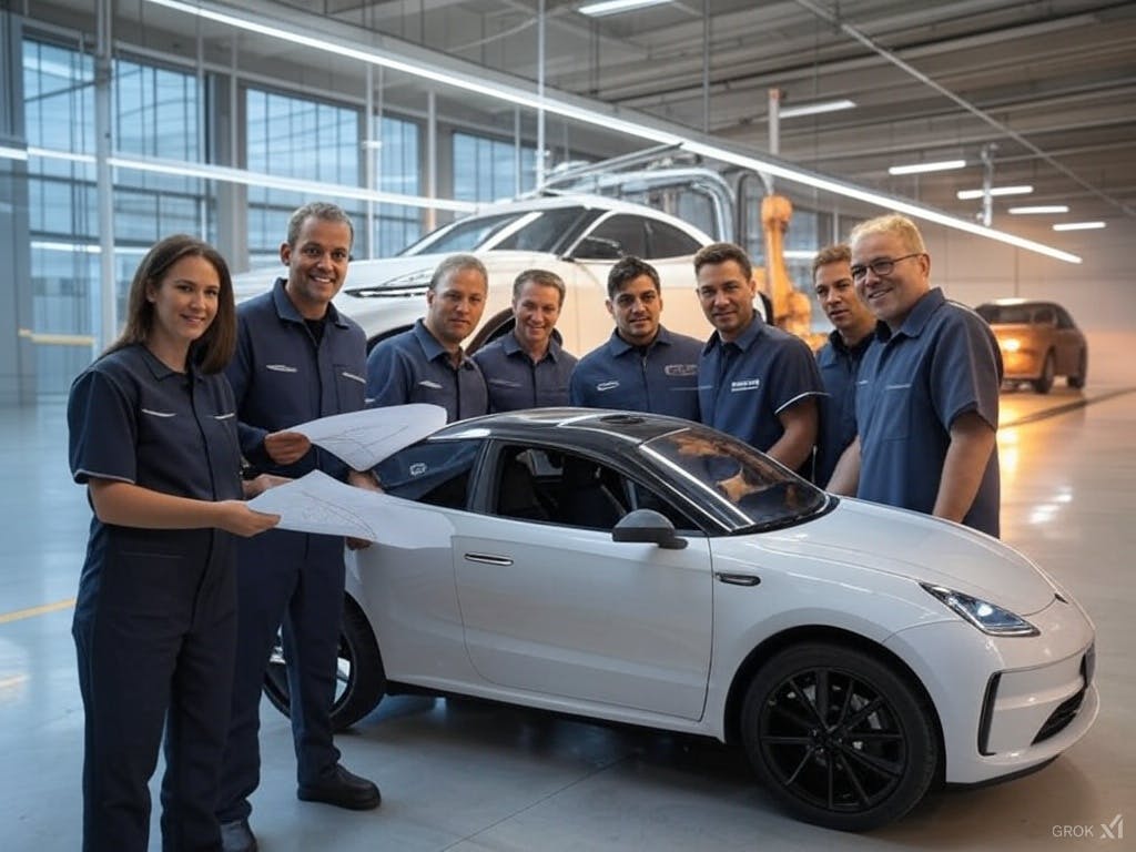 Engineers in a Shenzhen research facility inspect a high-tech electric bus chassis, surrounded by digital displays and advanced equipment.