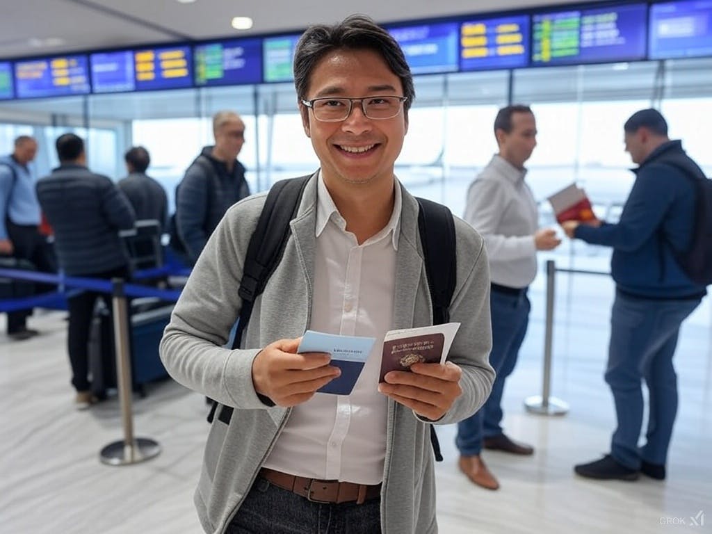 Traveller excitedly preparing for a long-awaited trip, symbolising the resurgence of travel.