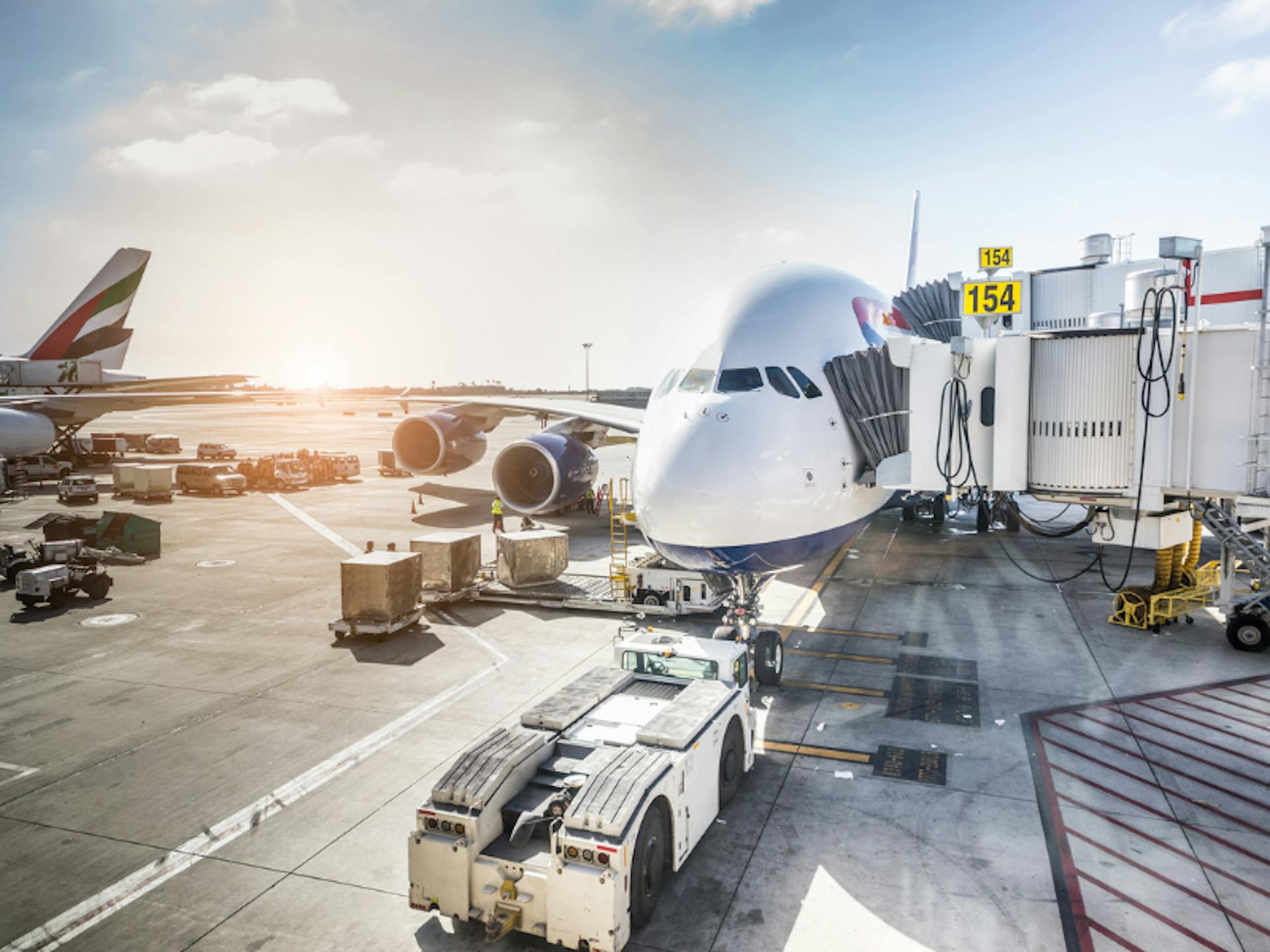 Plane docked at a terminal