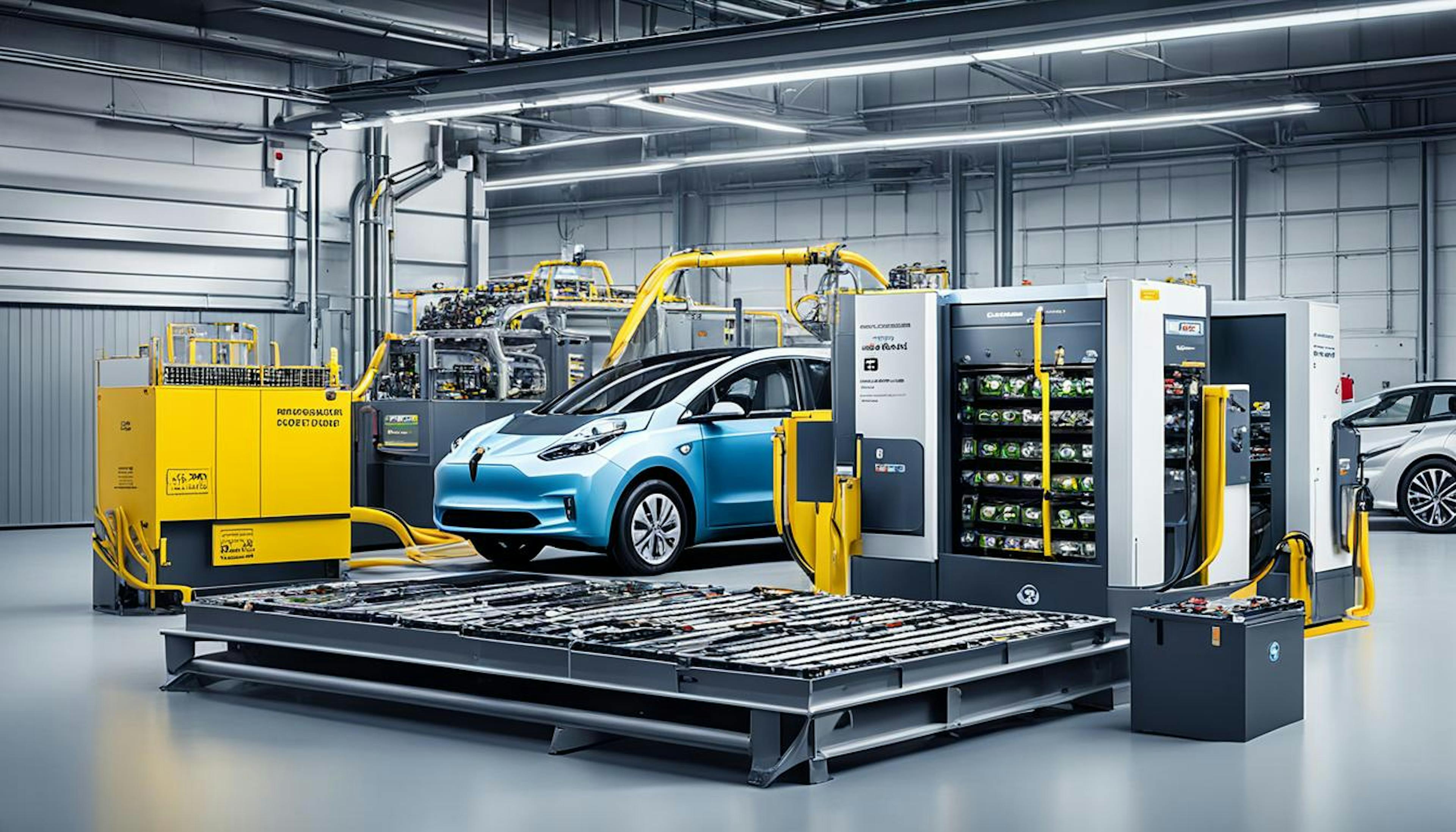 EV battery recycling process showing advanced technology, material recovery goals, and challenges in disposal.