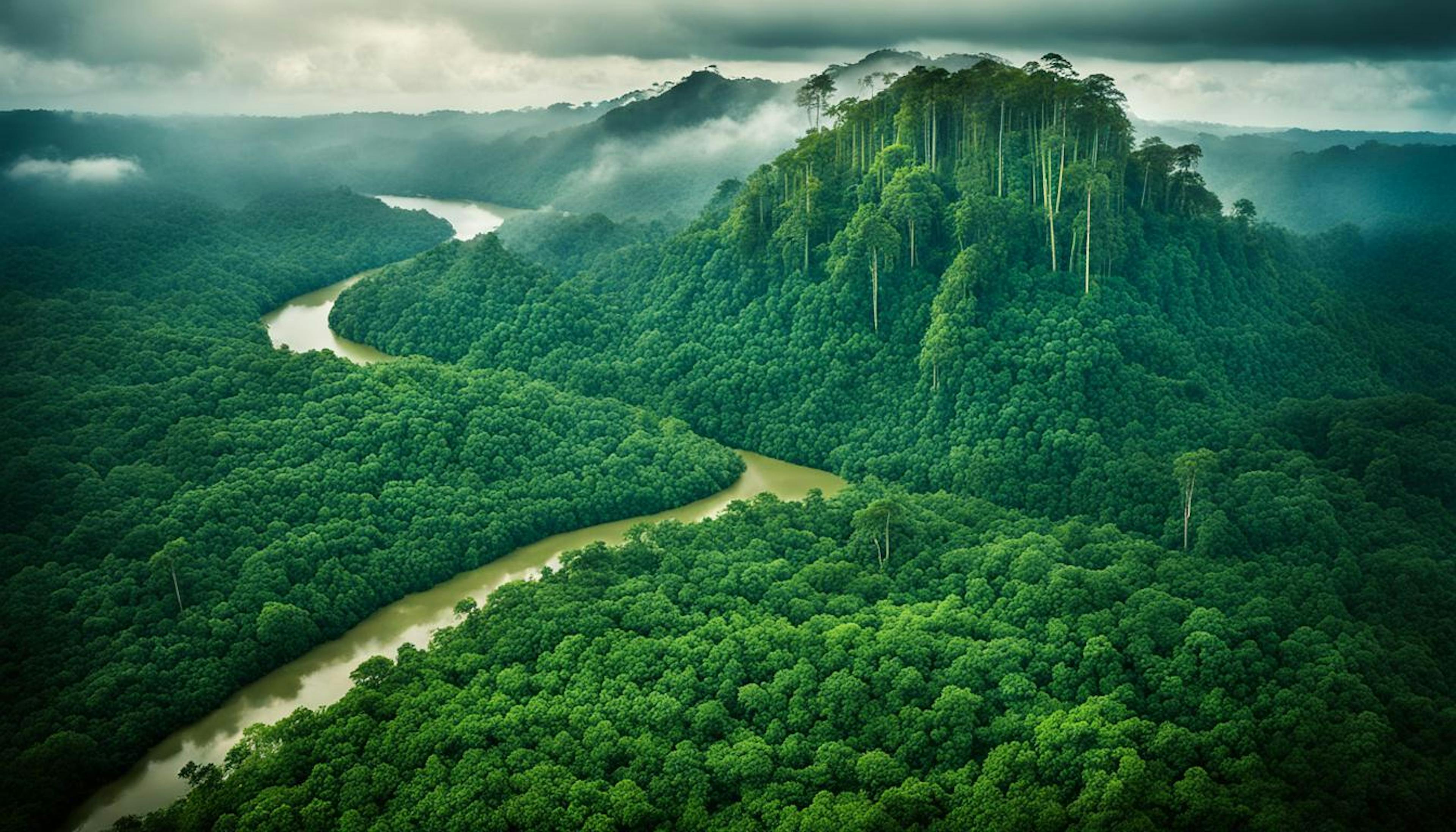 Amazon Rainforest with dense foliage, highlighting its global role in climate regulation and the importance of preventing deforestation