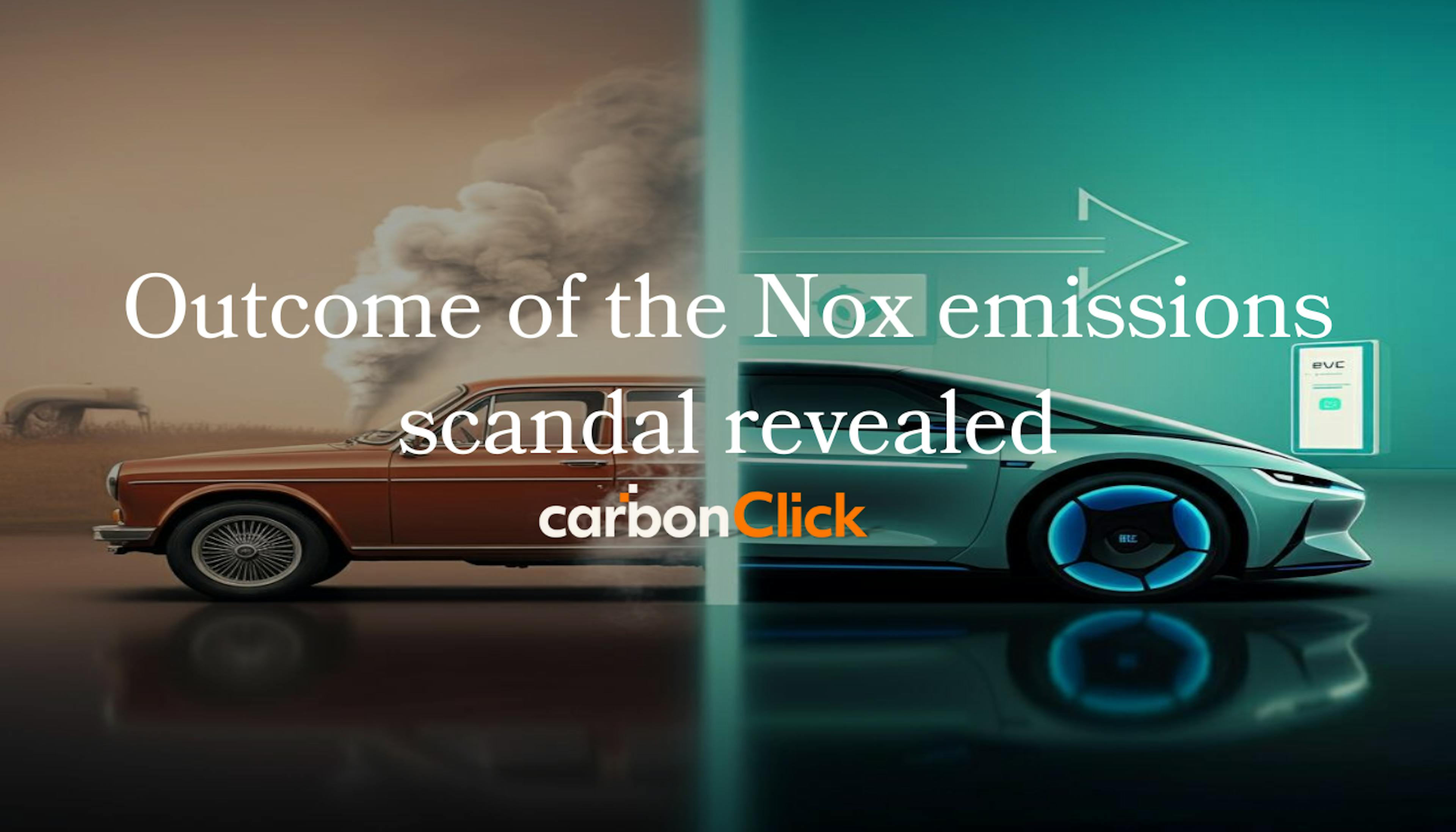 Modern and classic vehicles contrasting clean energy and emissions, symbolizing the automotive industry's shift post-NOx scandal.