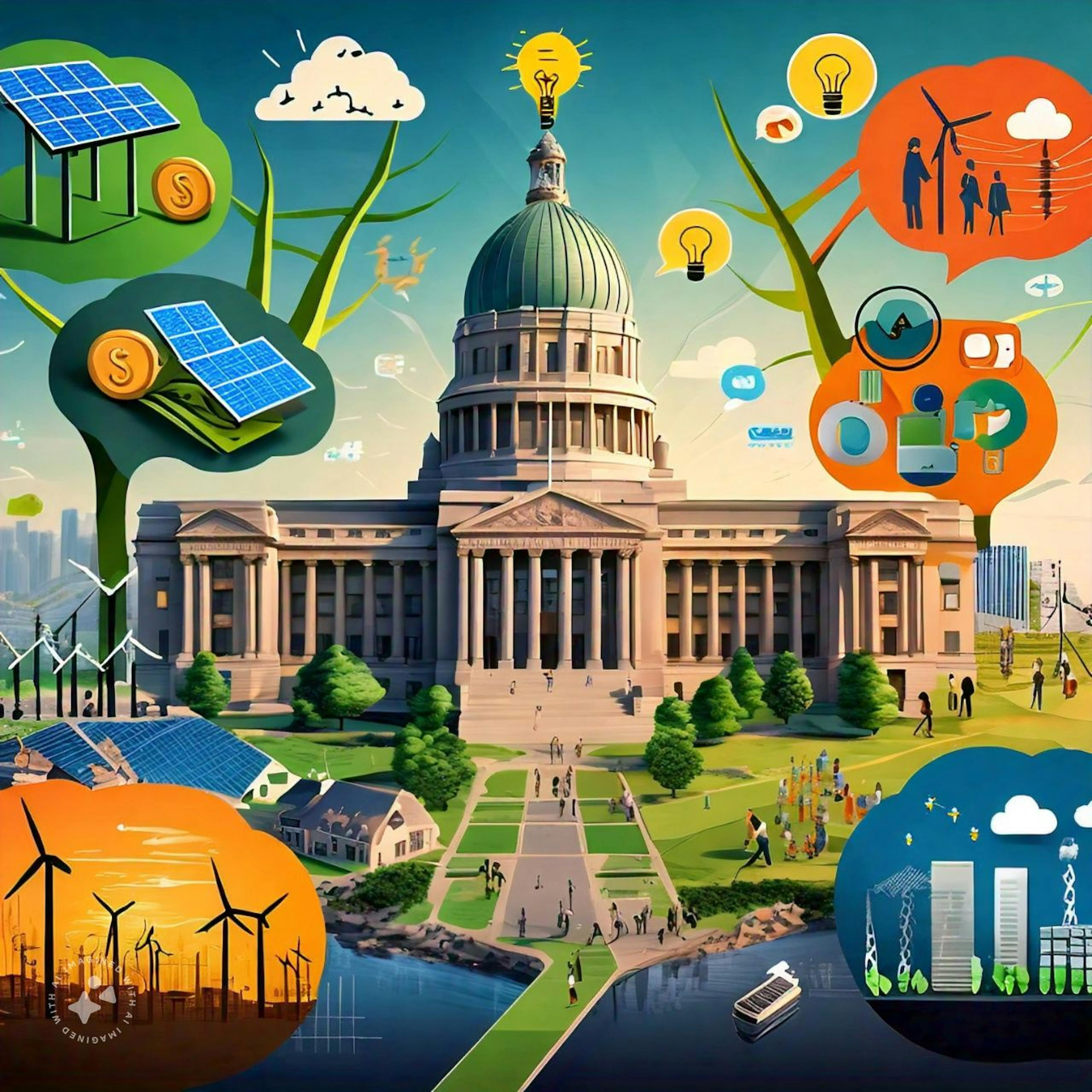 Government policies and public engagement drive sustainable energy infrastructure and responsible practices.