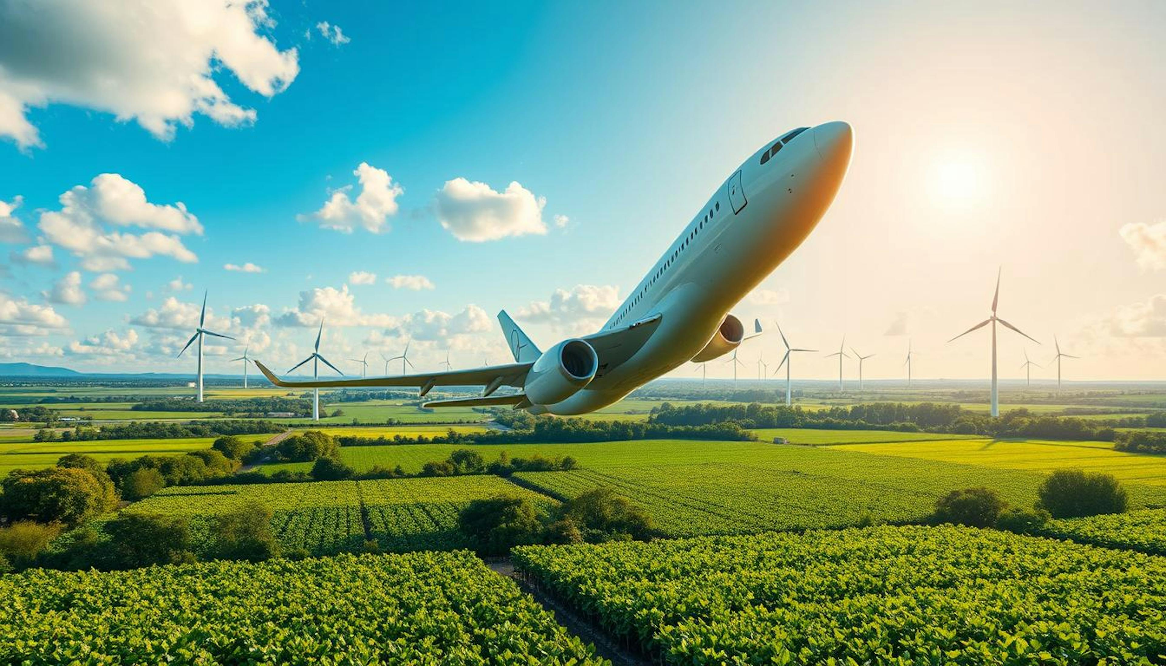 A visual representation highlighting Boeing's efforts to advance Sustainable Aviation Fuel (SAF) in the US, including partnerships, infrastructure development, and a commitment to carbon neutrality by 2050.