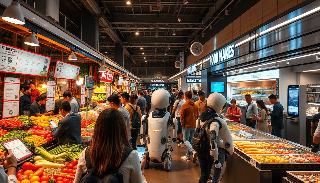 Tech-enhanced dining experiences with augmented reality menus, blockchain for ingredient tracing, and geolocated searches promoting local eateries, alongside Instagram trends influencing culinary choices
