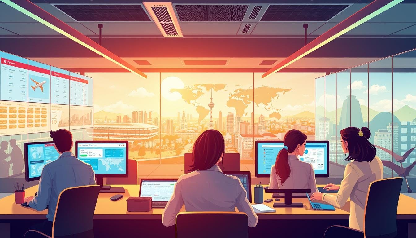 Travel agents on duty