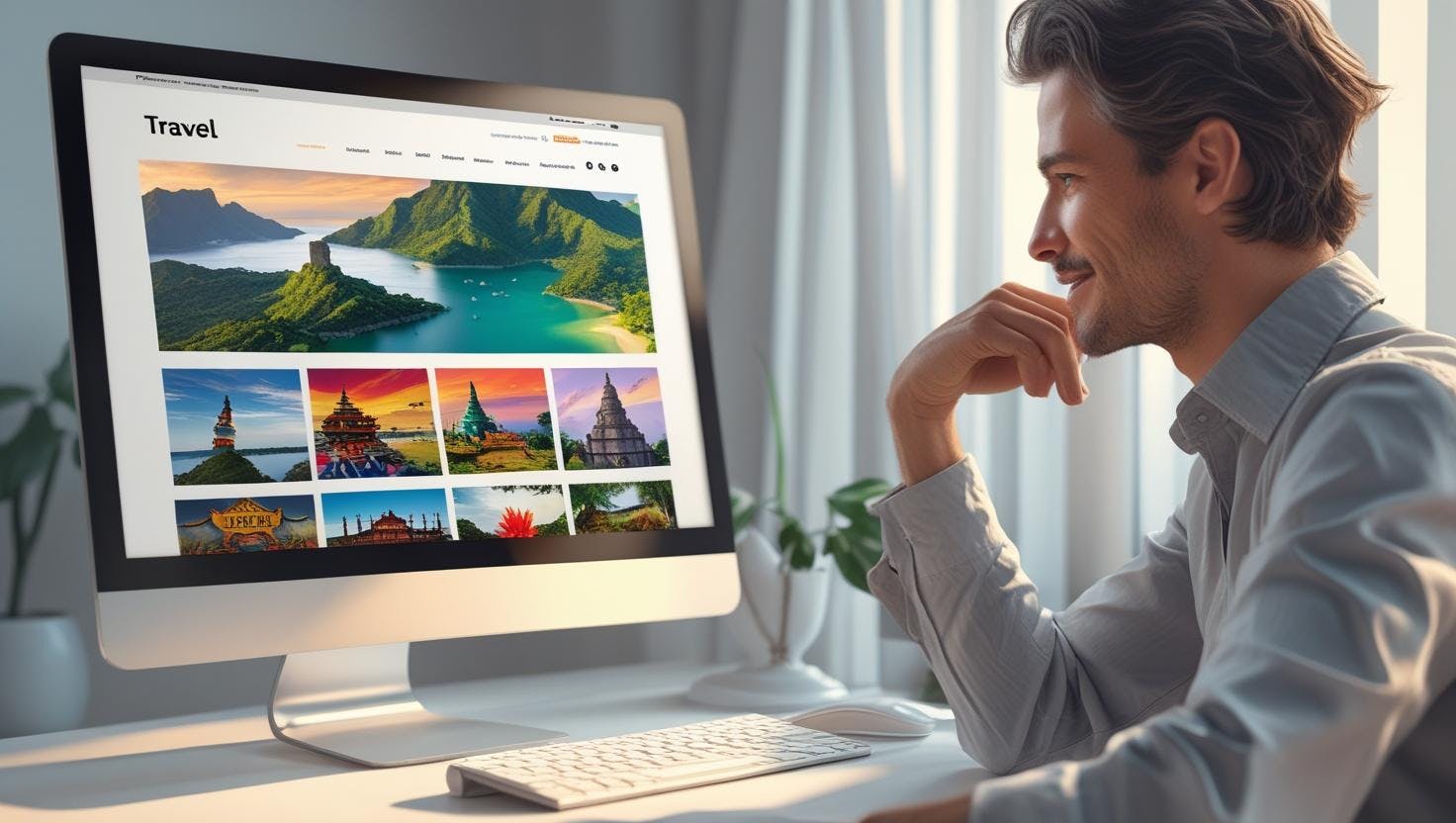 human browsing travel locations online