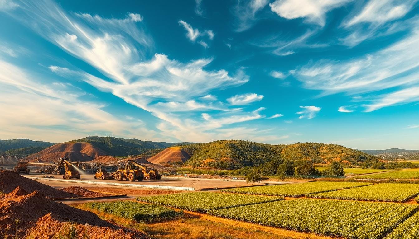 Overview of a green vegetation/nourished farmland.