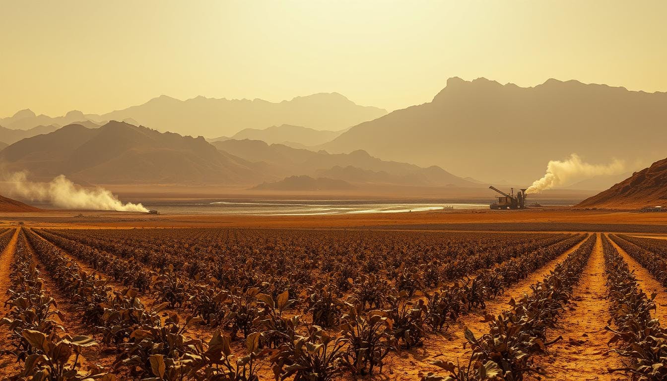 A cultivated farmland under the influence of the climate