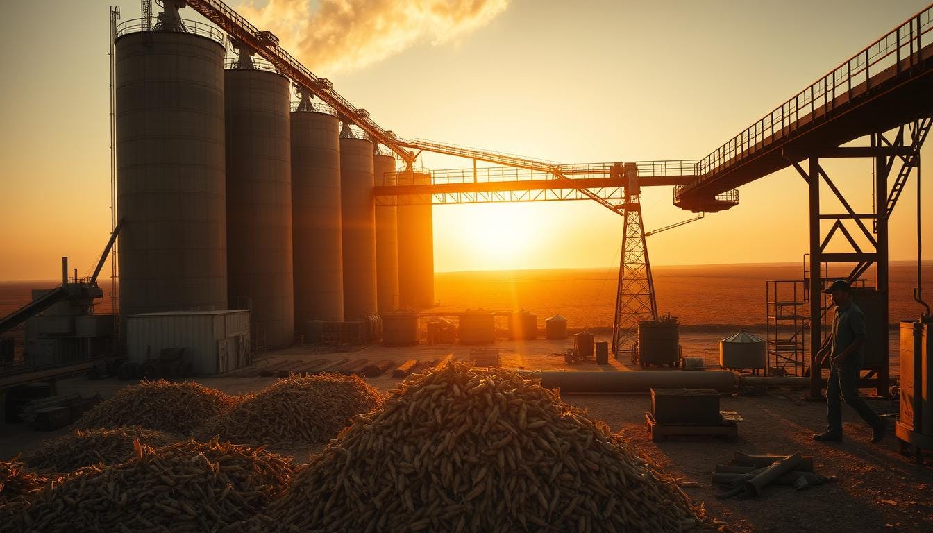 Sunset in a food factory