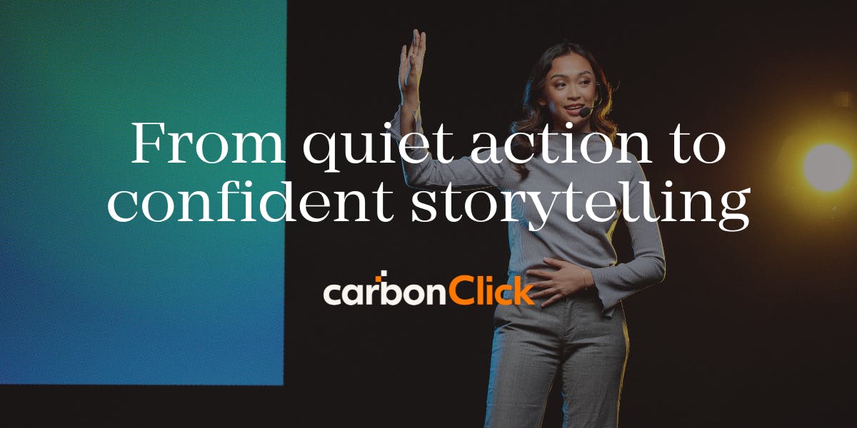 A business person sharing sustainability progress through storytelling