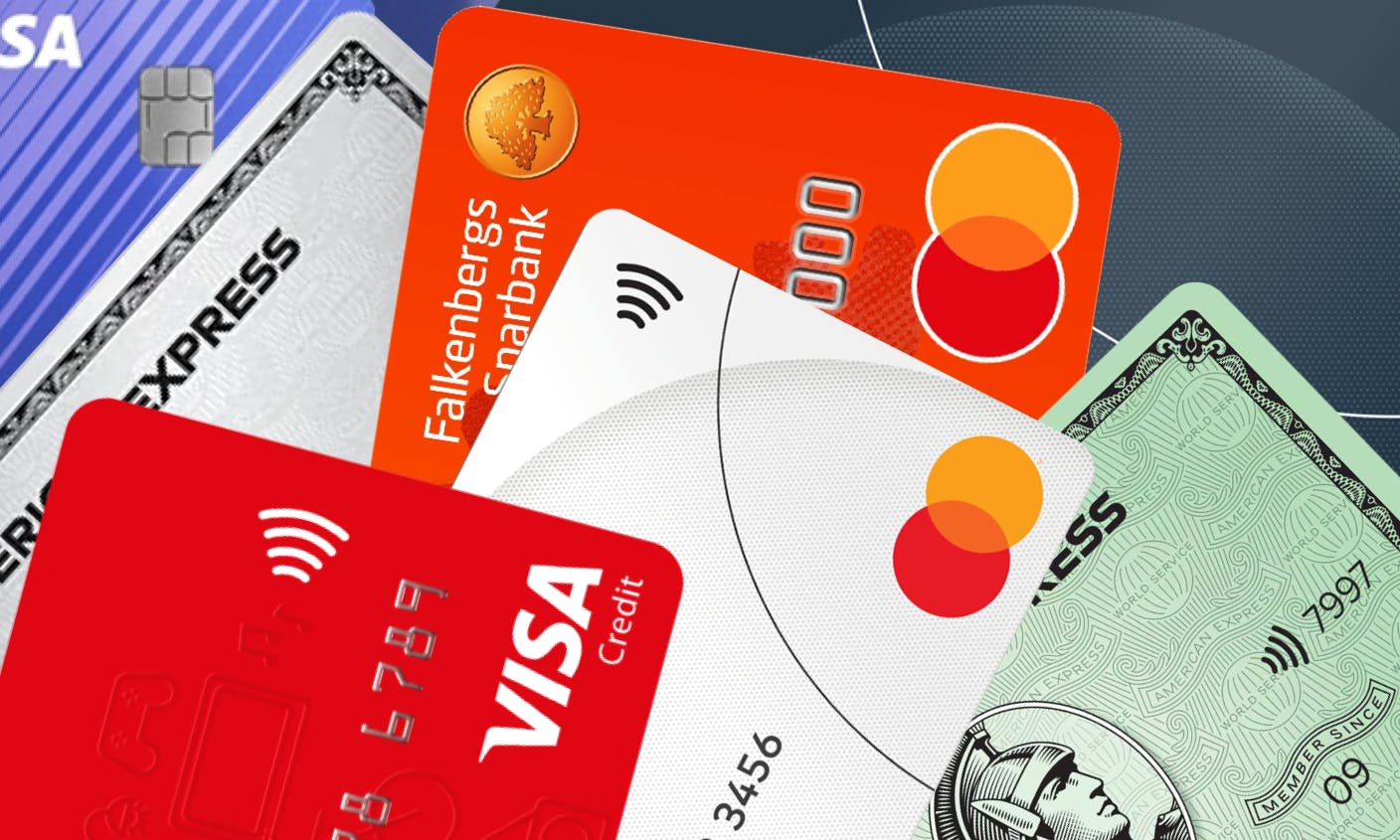Massor av kreditkort; Amex, VISA och MasterCard