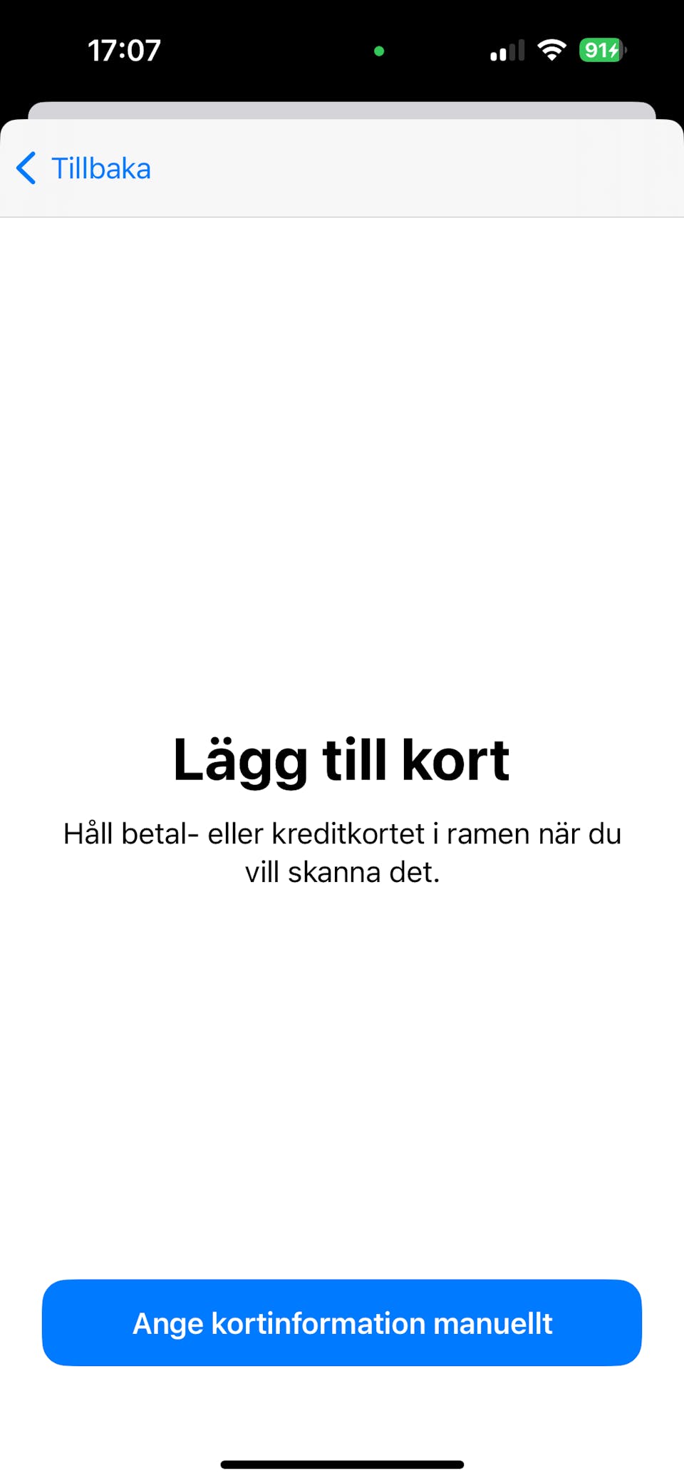 Lägg till kort i Plånbokappen