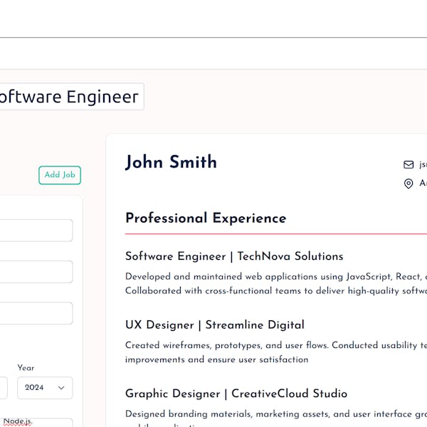 A screenshot of a resume builder too