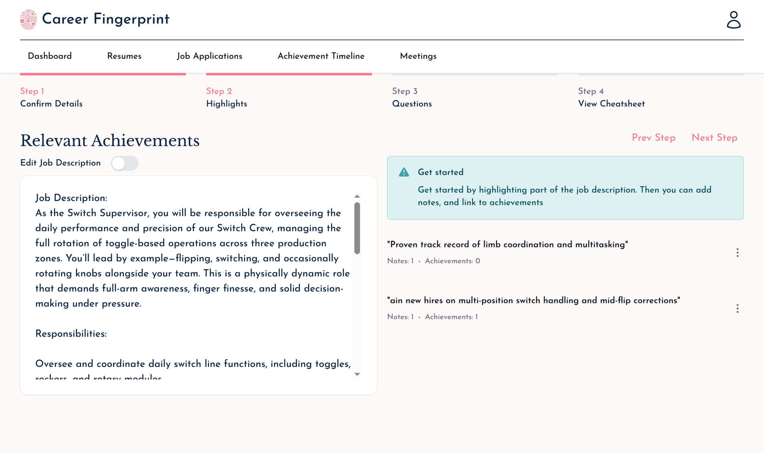 A screenshot of highlight with recent achievements page